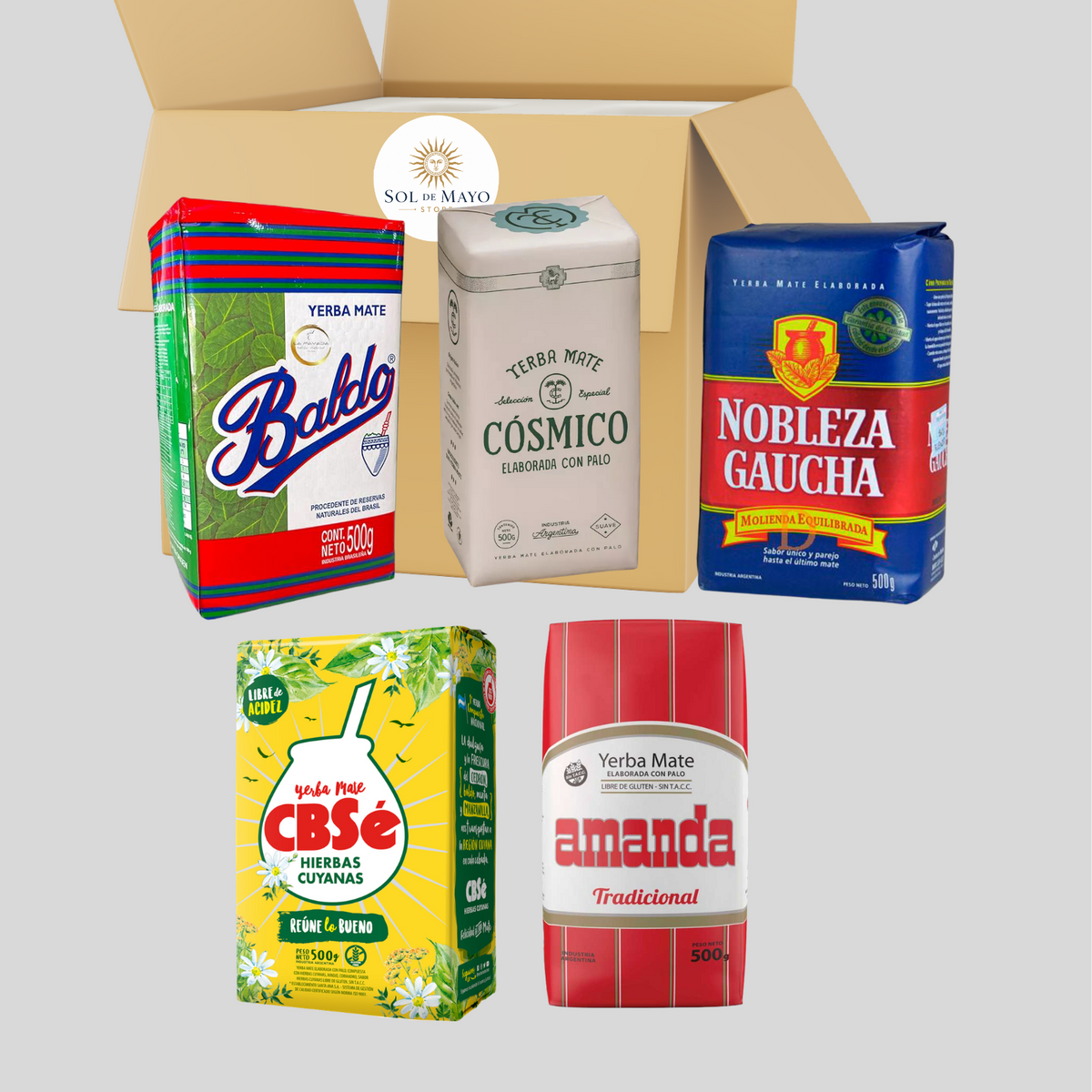 Yerba Mate Tasting Box – 5 Argentine & Uruguayan Brands, 2.5kg