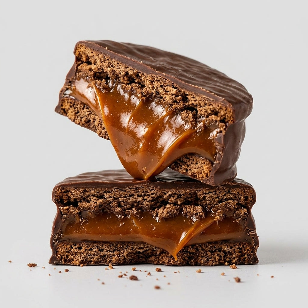 Chocolate-coated alfajor — Gooey Cross-Section | Generated by Modelize