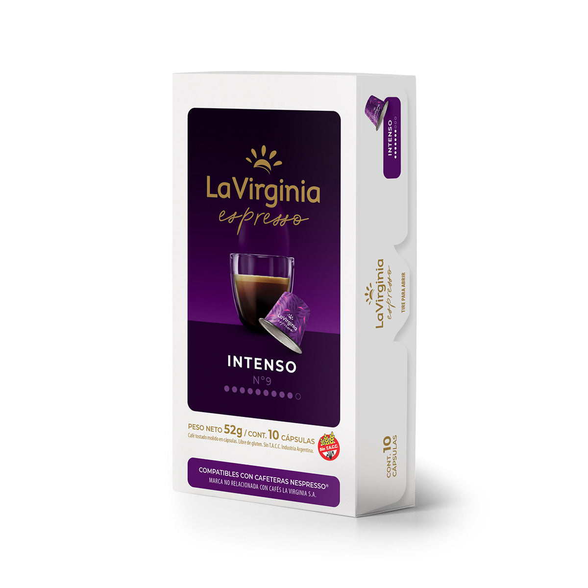 La Virginia Espresso Intenso N°9 Coffee Pods – Nespresso Compatible & Gluten-Free, 10-Pack (52g)
