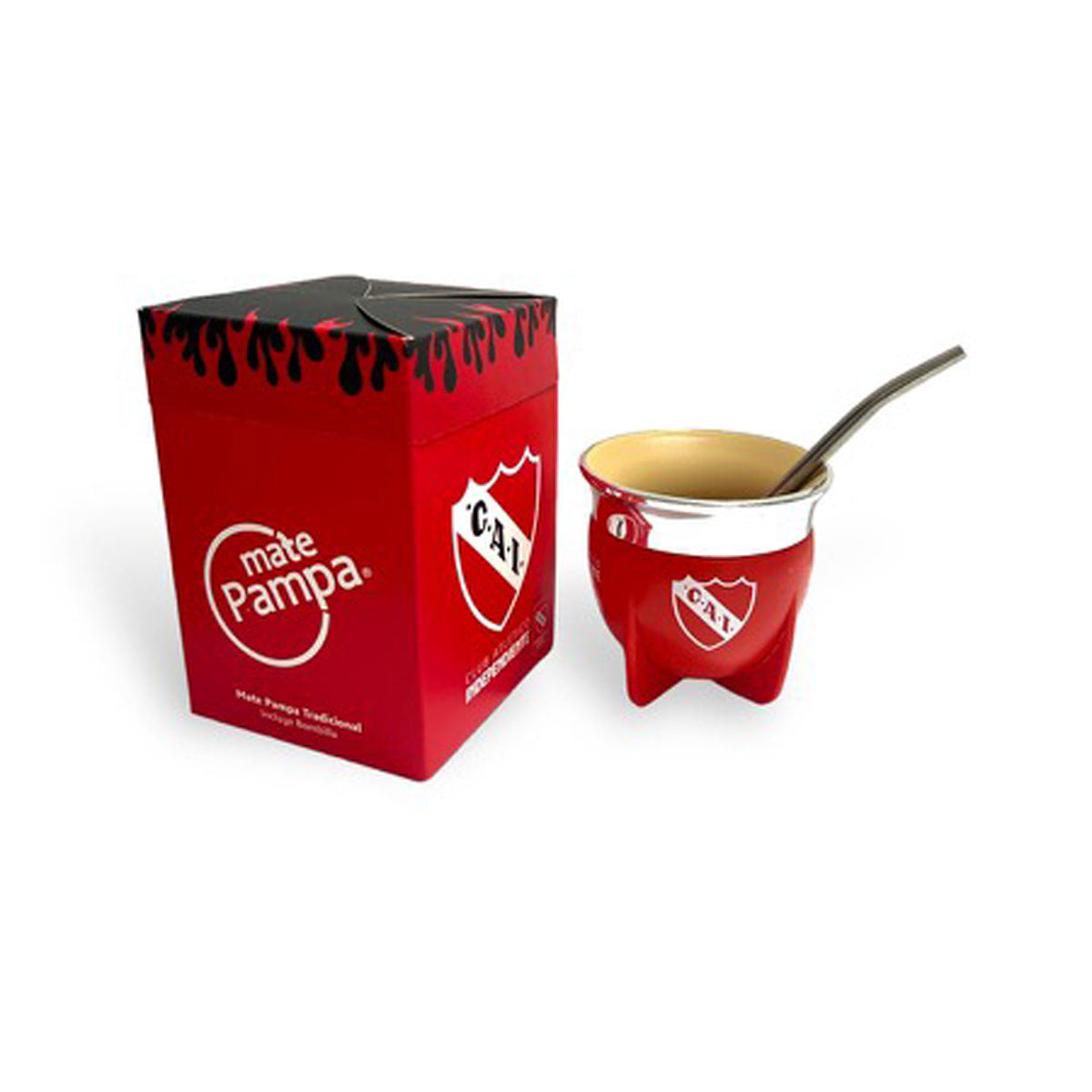 Official Mate Pampa Club Atlético Independiente Gourd & Bombilla Set – Premium Red Torpedo Kit