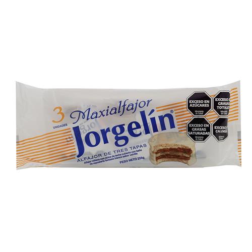 Jorgelín Maxialfajor Triple de Chocolate Blanco - Pack de 3 – 3 oz (85g)