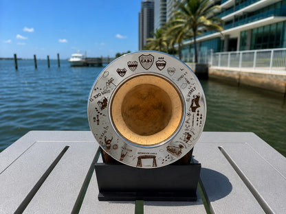 Mate Imperial Boca Juniors – Black Leather Gourd with Engraved La Bombonera Tribute Rim