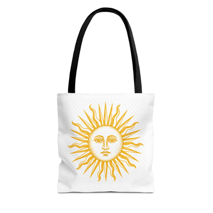 Sun Face Tote Bag — Boho Yellow Sunburst Beach & Everyday Shopper
