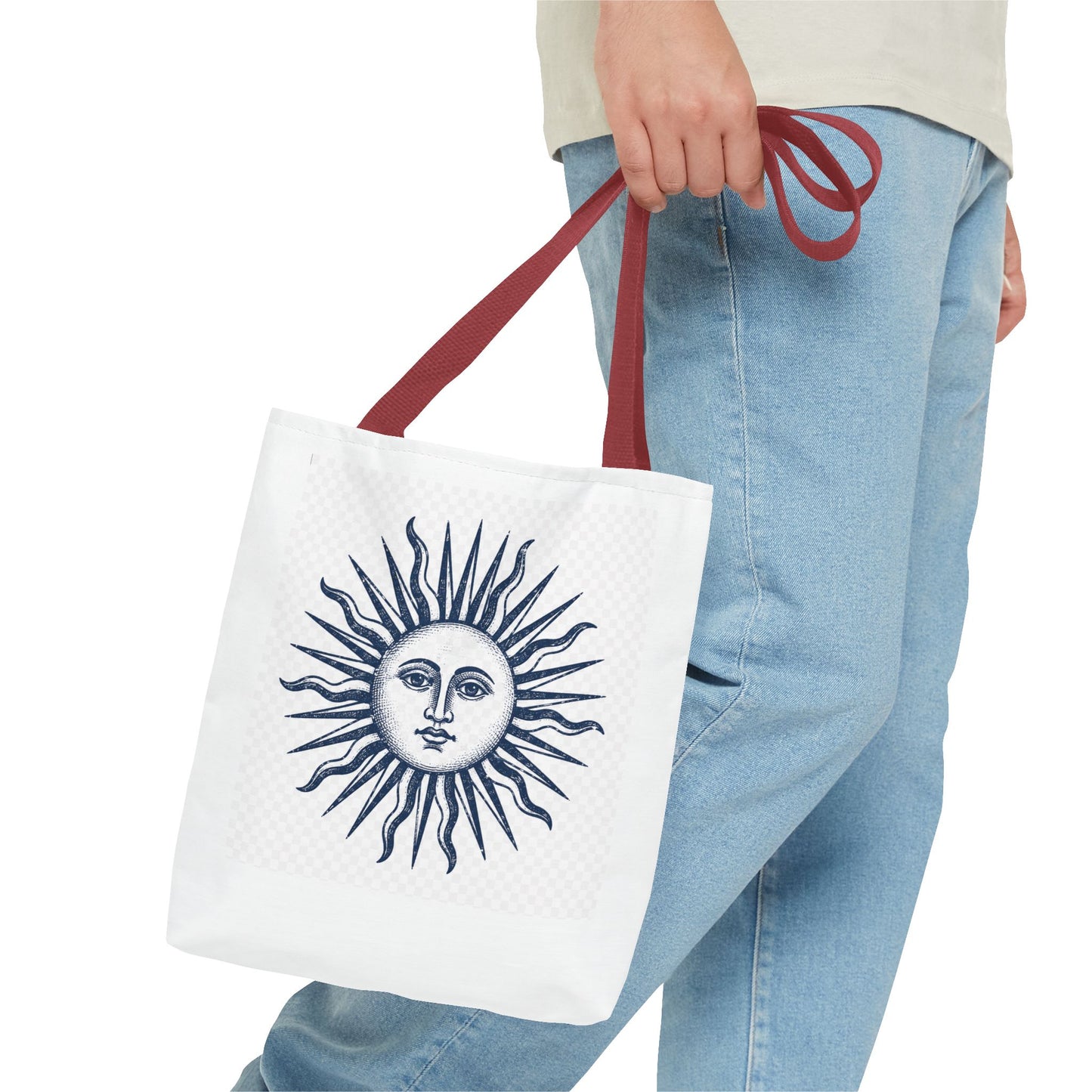 Sun Face Tote Bag - Vintage Celestial Canvas Carryall