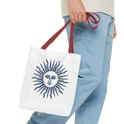 Sun Face Tote Bag - Vintage Celestial Canvas Carryall