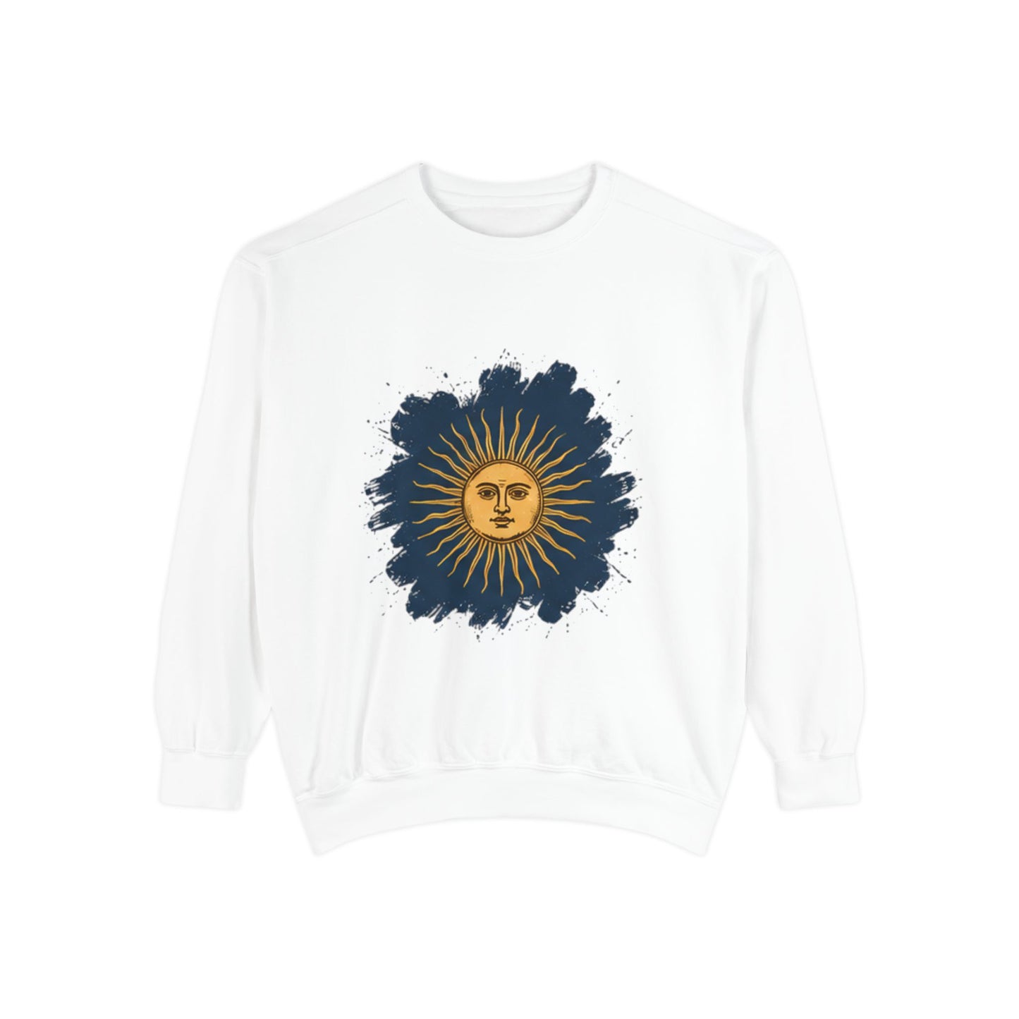 Sunburst Graphic Sweatshirt — Vintage Celestial Sun Crewneck