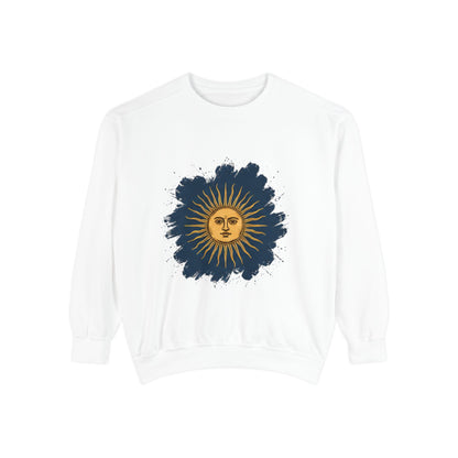 Sunburst Graphic Sweatshirt — Vintage Celestial Sun Crewneck