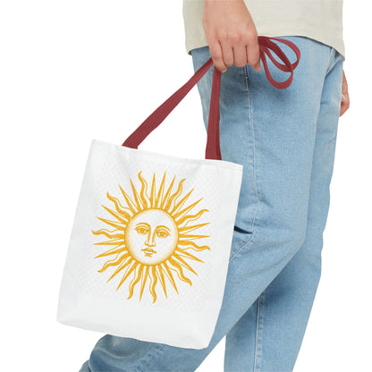 Sun Face Tote Bag — Boho Yellow Sunburst Beach & Everyday Shopper