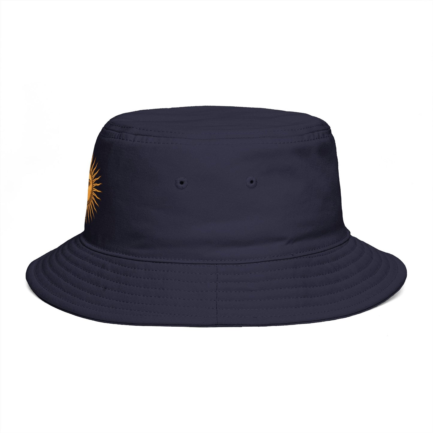 Sun Face Embroidered Bucket Hat — Vintage Celestial Summer Hat