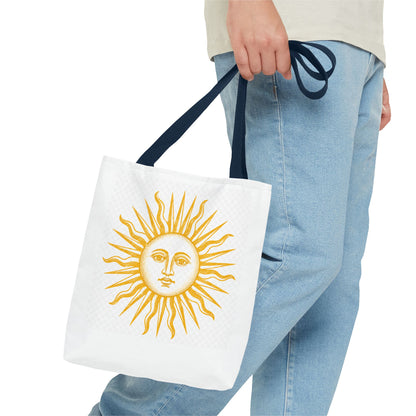 Sun Face Tote Bag — Boho Yellow Sunburst Beach & Everyday Shopper