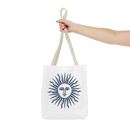 Sun Face Tote Bag - Vintage Celestial Canvas Carryall
