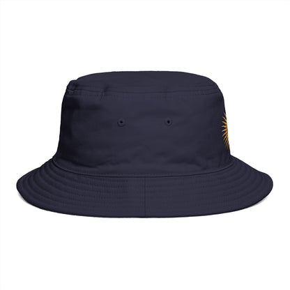 Sun Face Embroidered Bucket Hat — Vintage Celestial Summer Hat