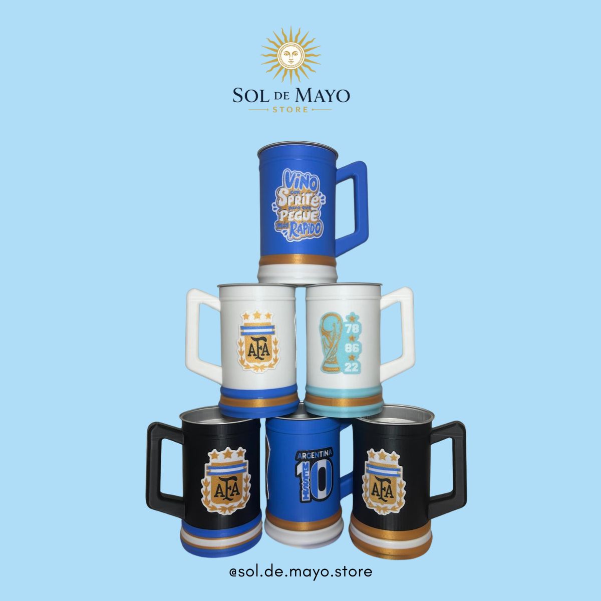 Argentine Soccer Beer Mug – 3D Printed with Aluminum Liner