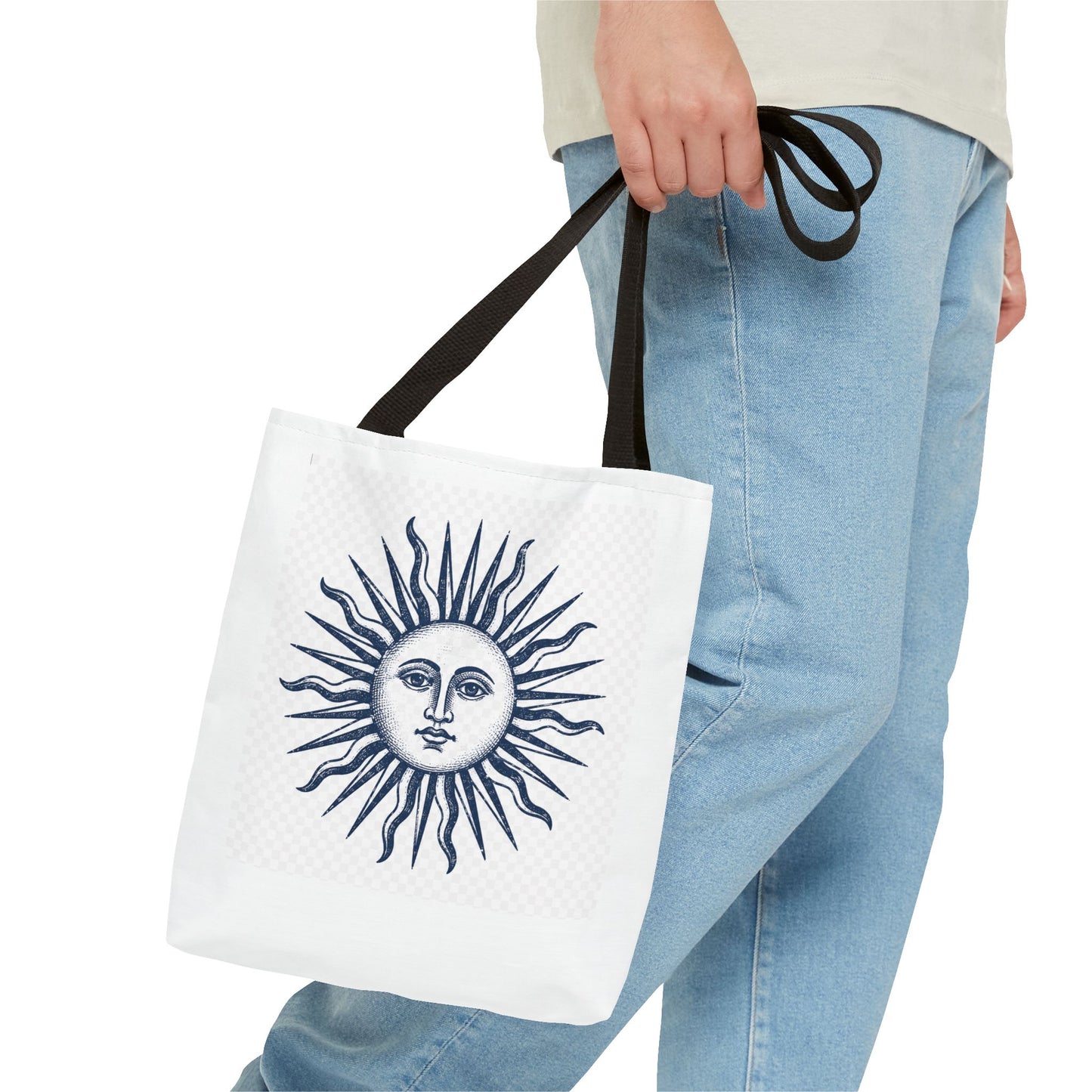 Sun Face Tote Bag - Vintage Celestial Canvas Carryall