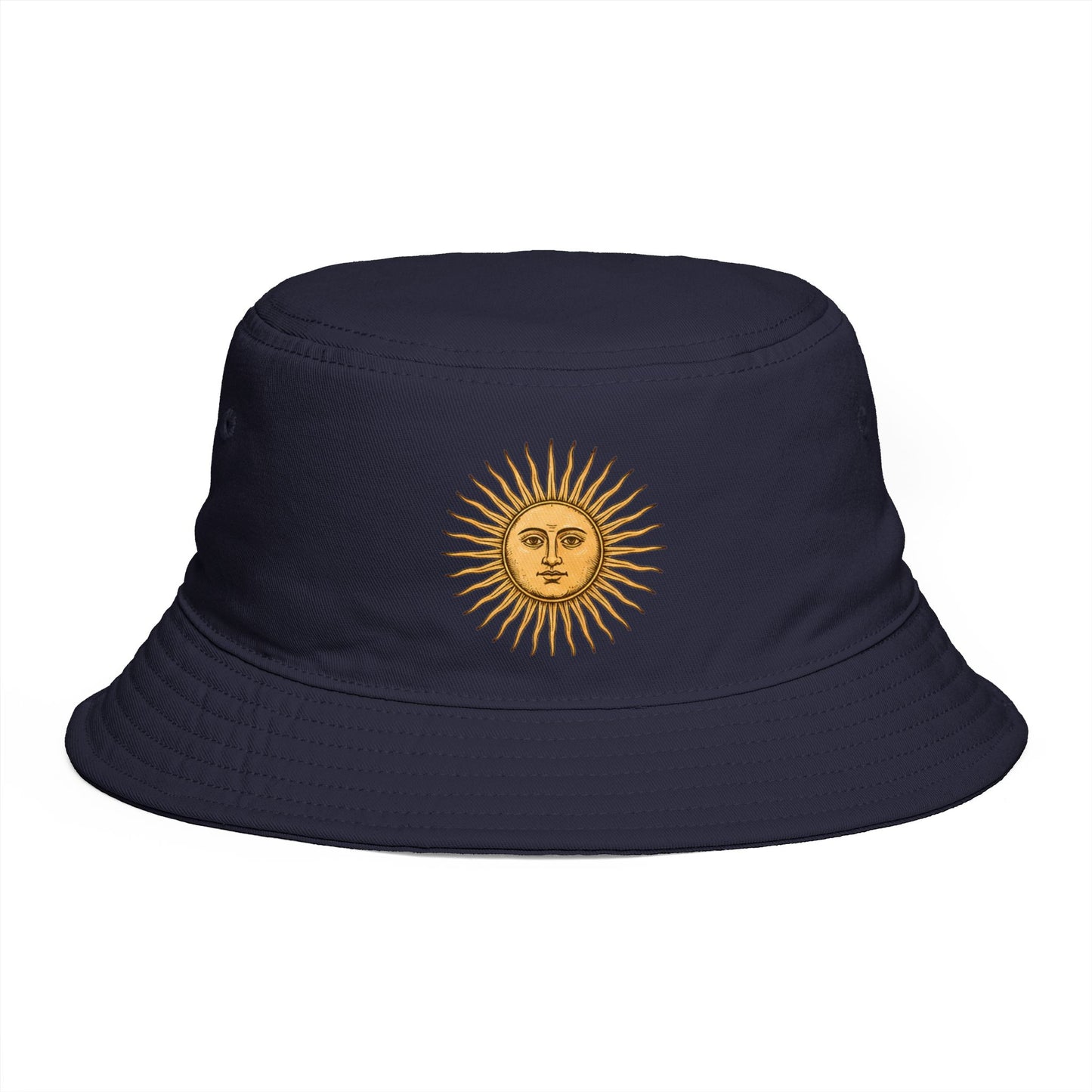 Sun Face Embroidered Bucket Hat — Vintage Celestial Summer Hat