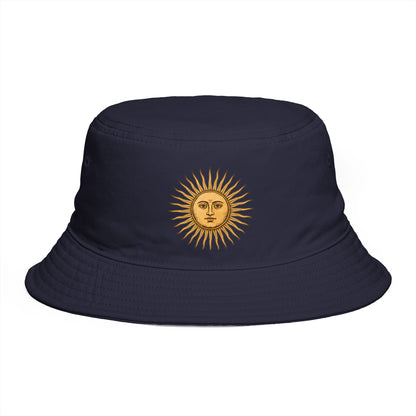 Sun Face Embroidered Bucket Hat — Vintage Celestial Summer Hat