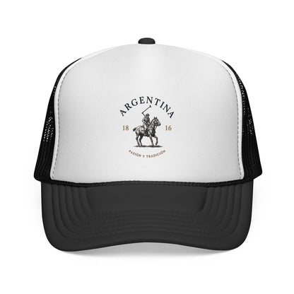 Argentina Polo Player Trucker Cap — Vintage Gaucho Equestrian Patch Hat