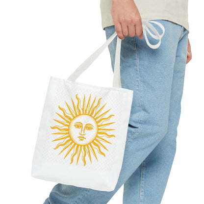 Sun Face Tote Bag — Boho Yellow Sunburst Beach & Everyday Shopper