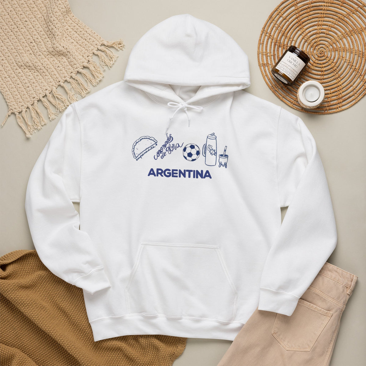 Argentina Icons Hoodie - Soccer, Mate & Culture Graphic Pullover