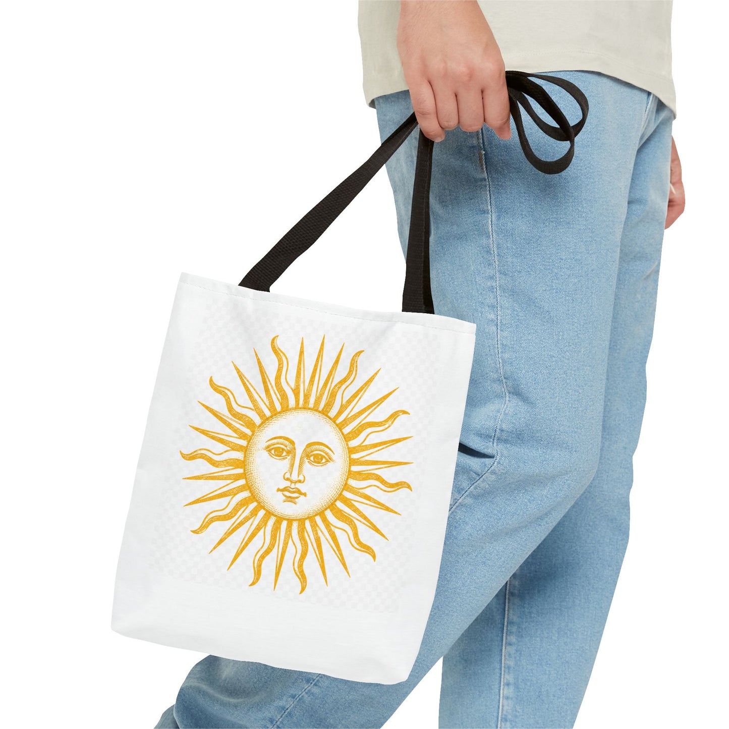 Sun Face Tote Bag — Boho Yellow Sunburst Beach & Everyday Shopper
