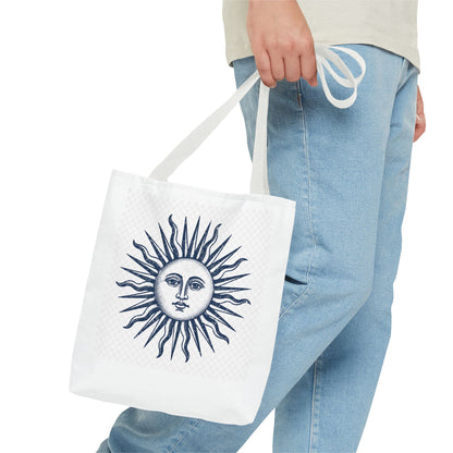 Sun Face Tote Bag - Vintage Celestial Canvas Carryall