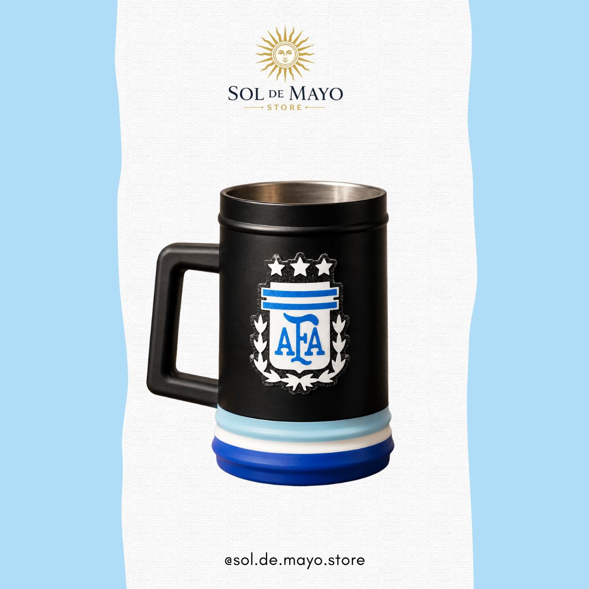 Argentine Soccer Beer Mug – 3D Printed with Aluminum Liner