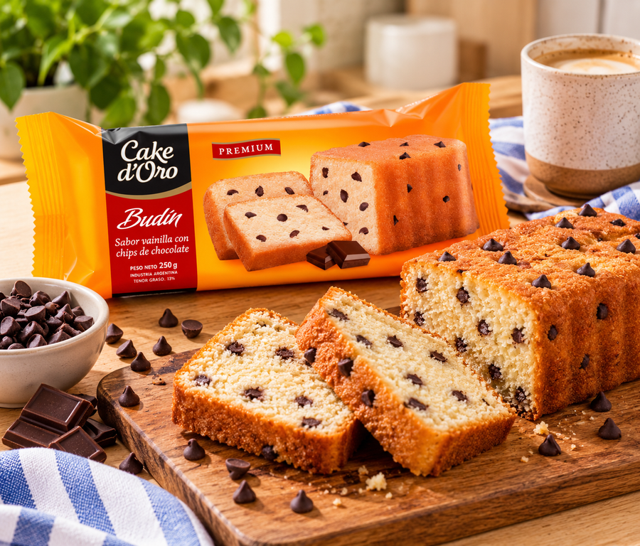 Cake d’Oro Vanilla Budín with Chocolate Chips – 250 g