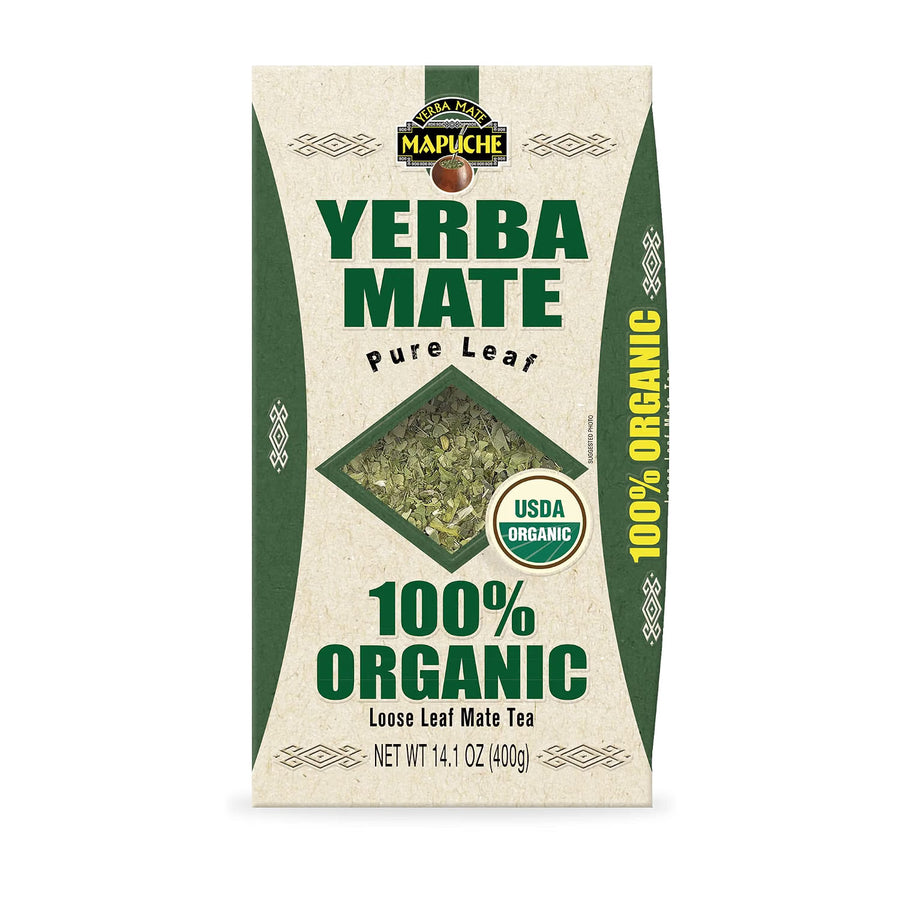 Kit de inicio de yerba mate 100% orgánica de hoja pura Mapuche – Incluye mate Anahí de regalo (400g / 14.1 oz)