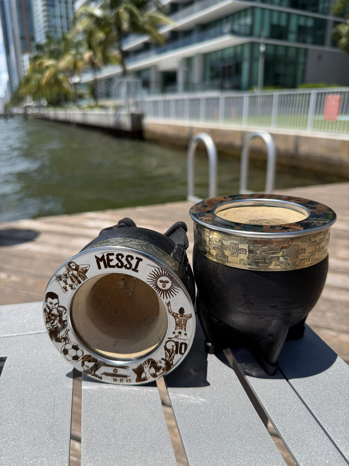 Mate Imperial Messi – Black Leather Gourd with Engraved World Cup Tribute Rim