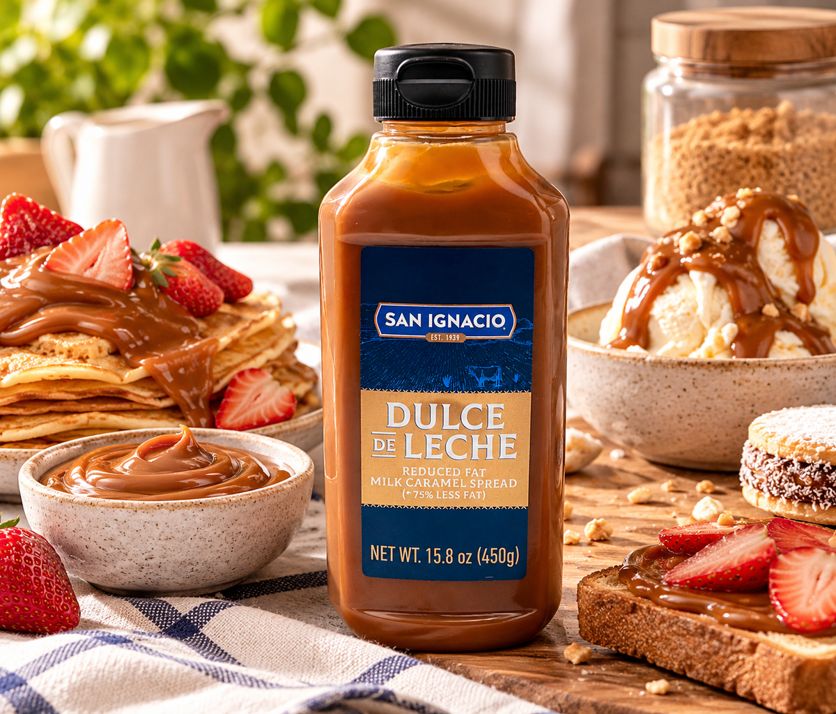 San Ignacio Reduced Fat Dulce de Leche – 450g (15.8 oz) | Argentine Milk Caramel Spread