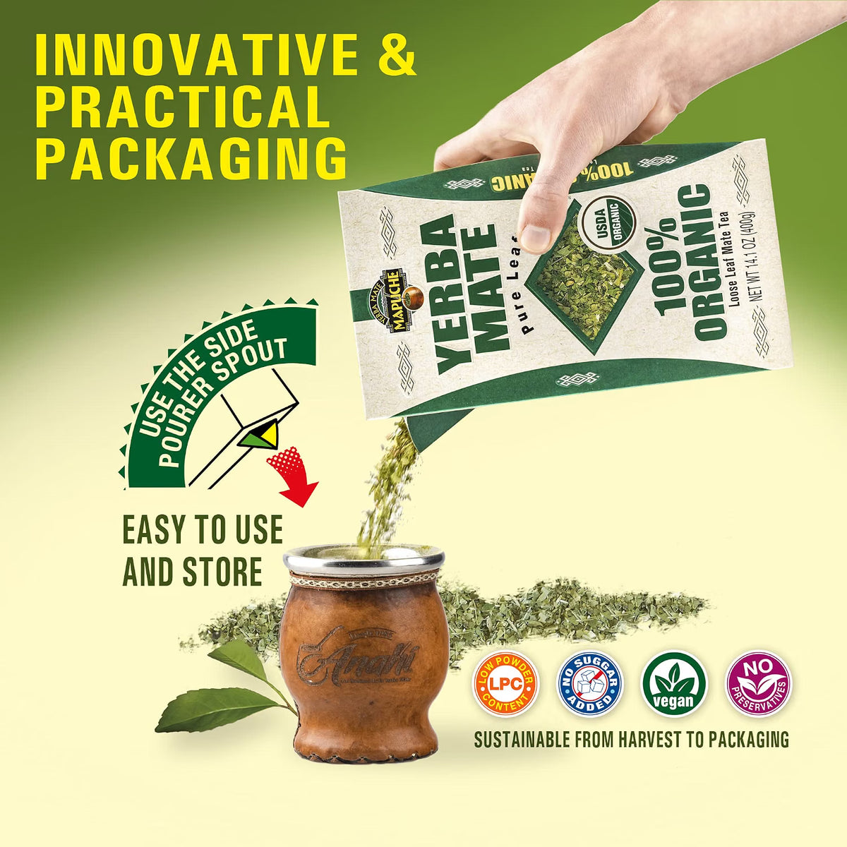 Mapuche 100% Organic Pure Leaf Yerba Mate (14.1 oz / 400g)