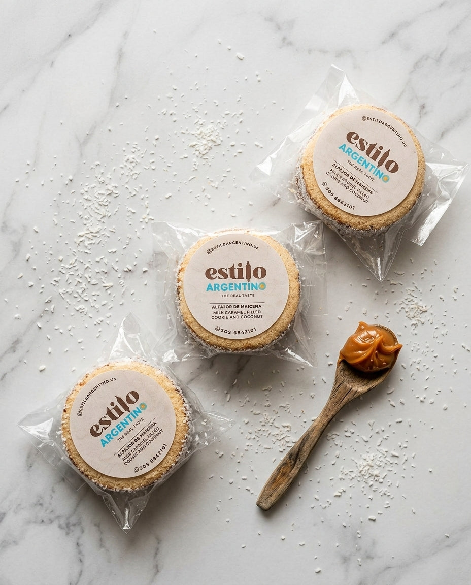 Argentine Alfajor de Maicena — Artisanal Flat Lay | Generated by Modelize