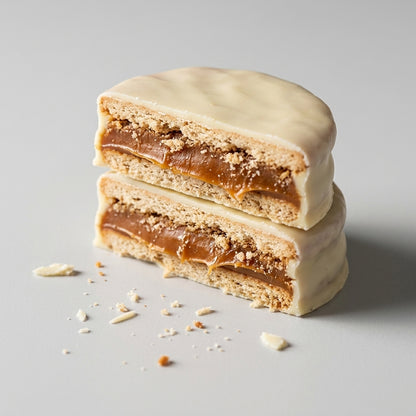 White Chocolate Alfajor — Gooey Cross-Section | Generated by Modelize