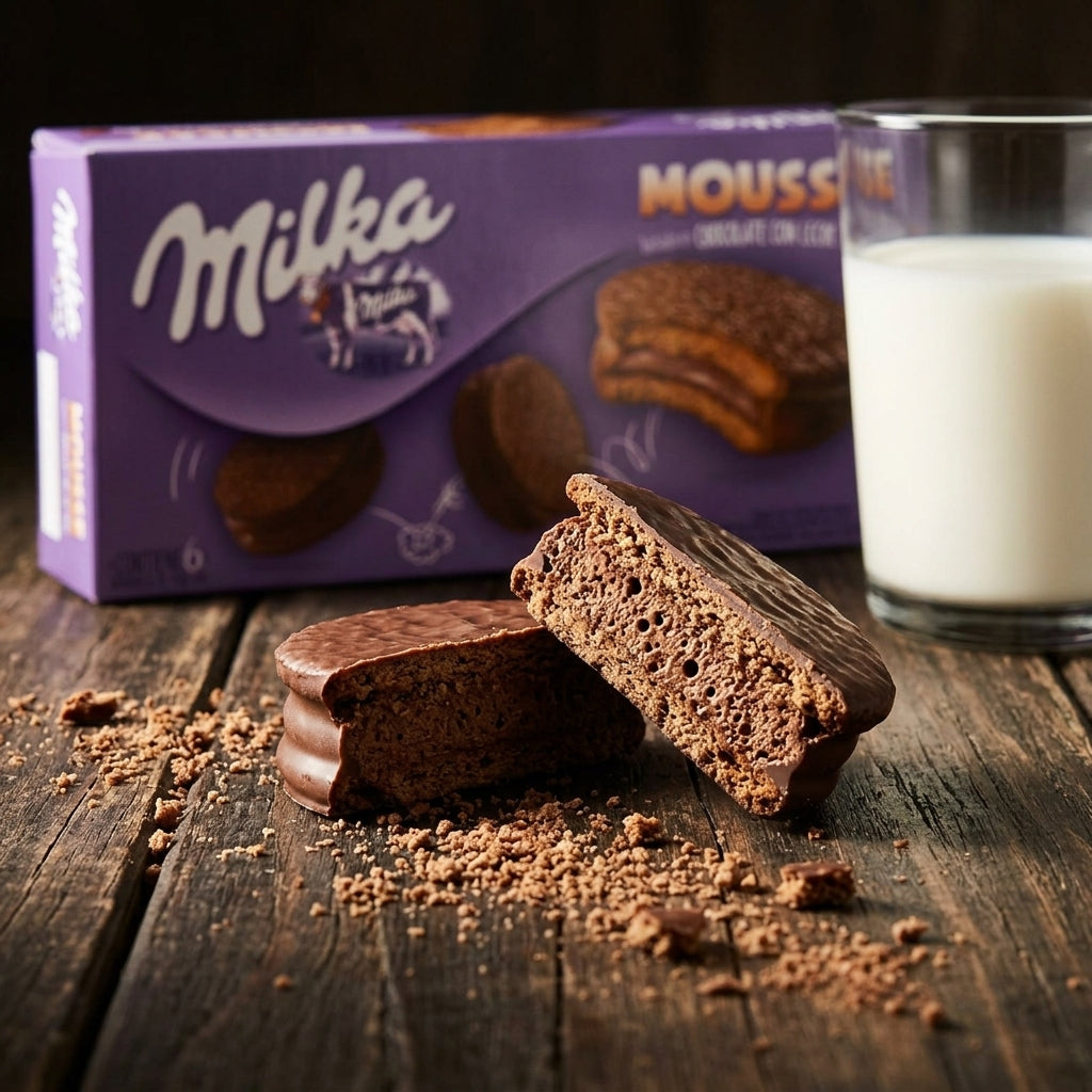 Confectionery multi-pack box — Mousse Texture Close-up | Generated by Modelize
