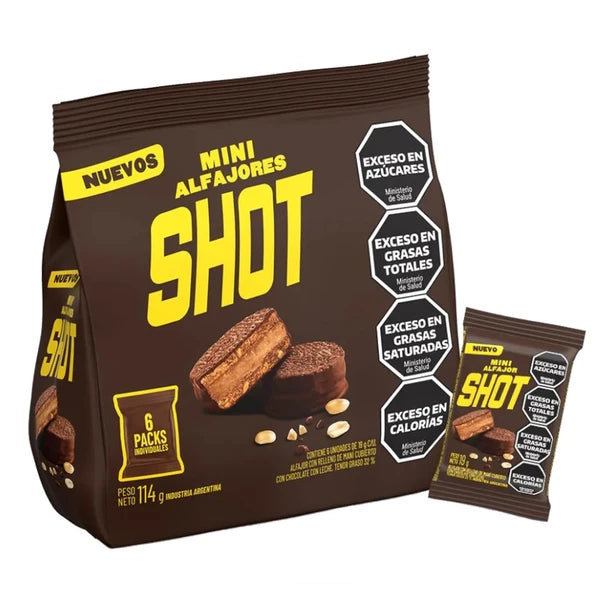 Shot Mini Alfajores, Peanut & Milk Chocolate, 6 Pack