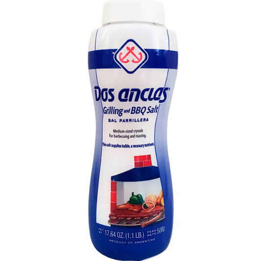 Dos Anclas Grilling and BBQ Salt (Sal Parrillera) – Medium Crystal Iodized Salt, 500g (17.64 oz)
