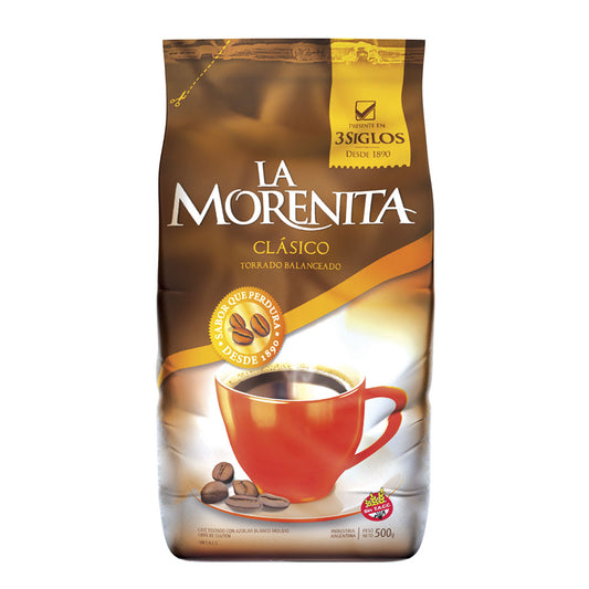 La Morenita Clásico Torrado Balanceado Ground Coffee – Traditional Gluten-Free Coffee, 500g