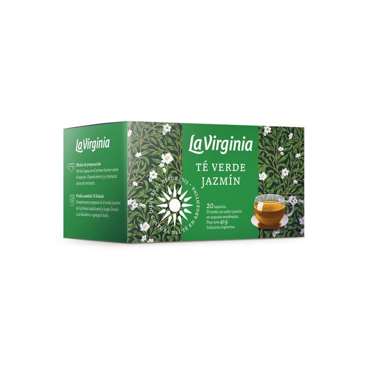 La Virginia Té Verde Jazmín – Argentine Green Tea with Jasmine, 20 Tea Bags