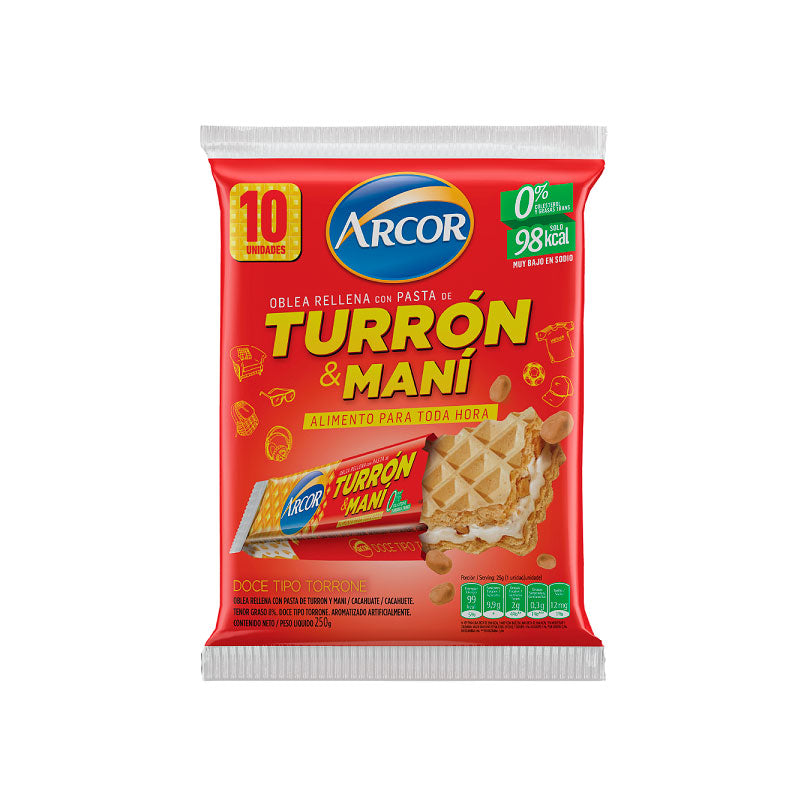 Arcor Turrón & Maní Wafer Bars – 10-Pack (250g Multi-Pack)