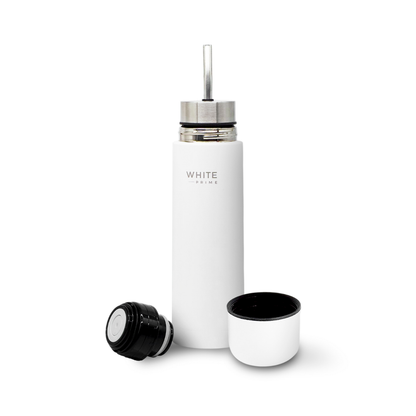 White Prime Mate Thermos – 2-in-1 Insulated Stainless Steel Flask
