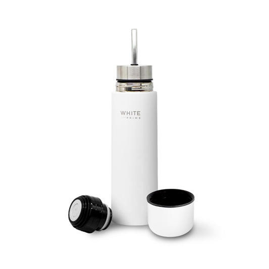 White Prime Mate Thermos – 2-in-1 Insulated Stainless Steel Flask
