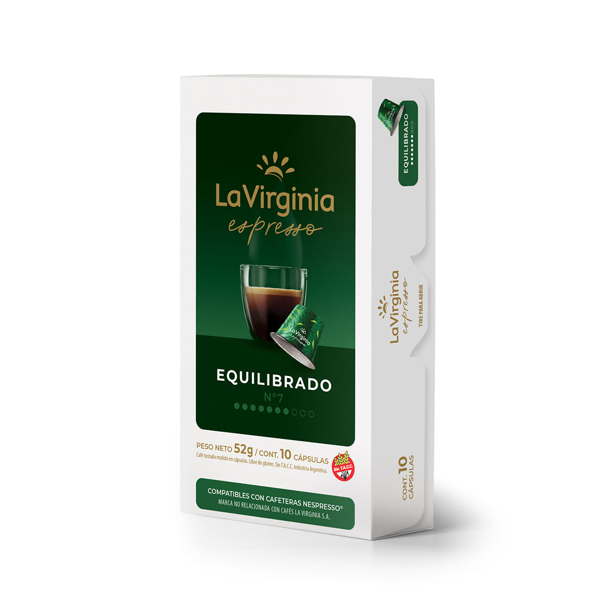 La Virginia Espresso Equilibrado N°7 Coffee Pods – Nespresso Compatible & Gluten-Free, 10-Pack (52g)