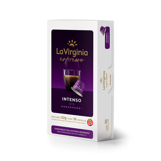 La Virginia Espresso Intenso N°9 Coffee Pods – Nespresso Compatible & Gluten-Free, 10-Pack (52g)