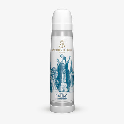 Lumilagro Argentina Campeones del Mundo White Edition Thermos – 1 Liter Portable Mate Water Flask