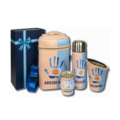 Argentina Pride Premium Full Mate Kit – Complete Travel Set with Thermos, Gourd, Bombilla, Matera Bag & Yerba Pouch