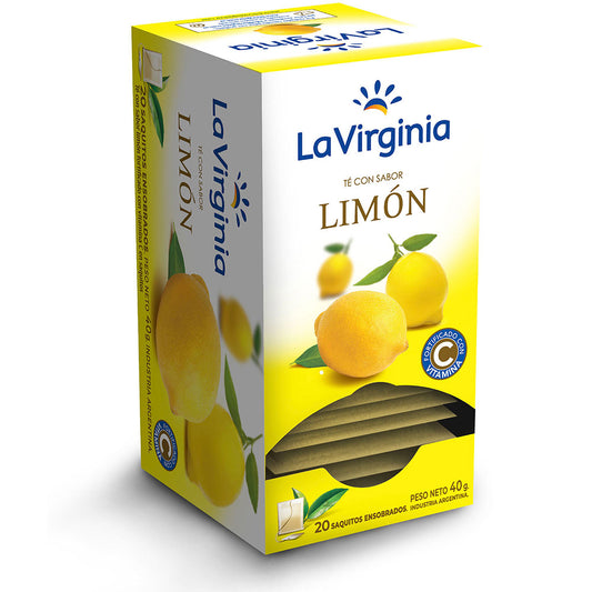 La Virginia Té con Sabor Limón – Argentine Lemon Tea with Vitamin C, 20 Tea Bags