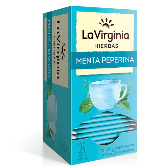 La Virginia Hierbas Menta Peperina – Argentine Mint Herbal Tea, 25 Tea Bags