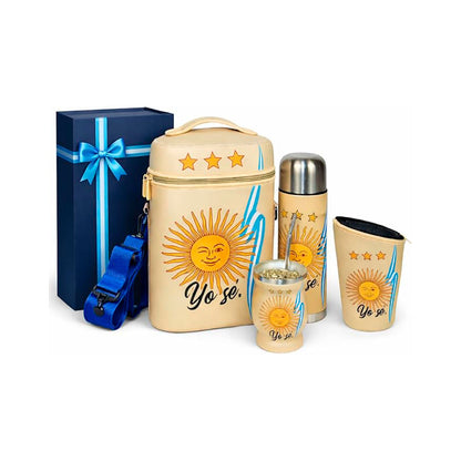 Argentina Pride Premium Full Mate Kit – Complete Travel Set with Thermos, Gourd, Bombilla, Matera Bag & Yerba Pouch
