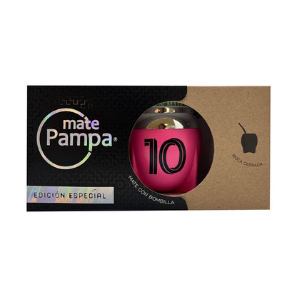Official Mate Pampa #10 Edición Especial Gourd & Bombilla Set – Premium Pink Tapered Football Kit
