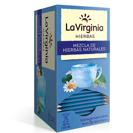 La Virginia Hierbas Mezcla de Hierbas Naturales – Argentine Natural Herbal Blend, 25 Tea Bags